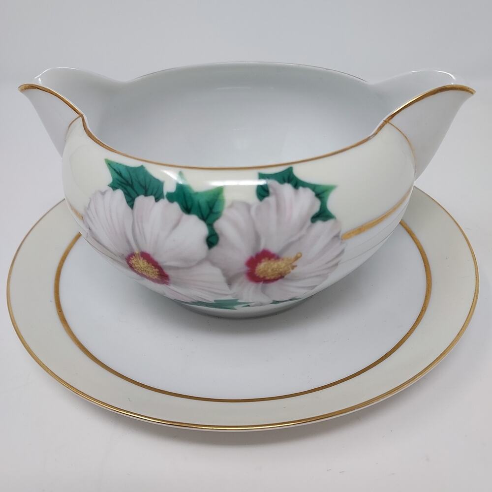 Kent Tropical Pattern Open Gravy Boat 7.25" Occupied Japan Vintage 1950